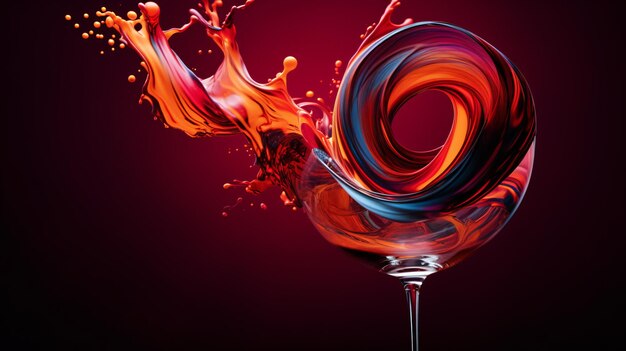 Photo swirling red wine in a glass