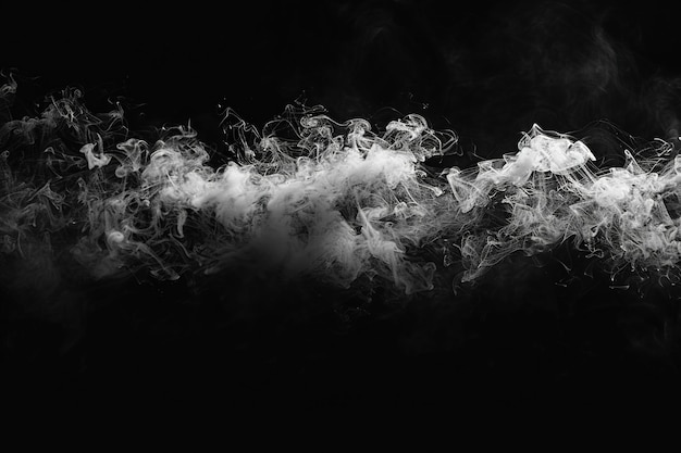 Swirling smoke patterns on a black background create an abstract and mysterious atmosphere