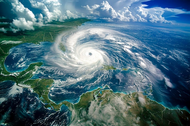 A swirling storm cloud in the sky