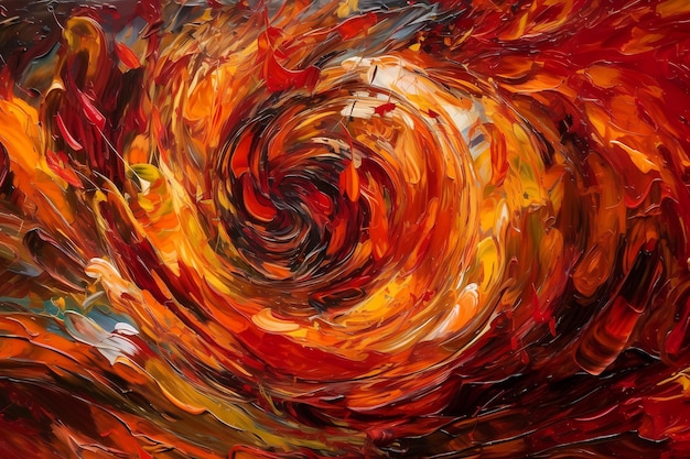 A swirling vortex of fiery red and orange digital art illustration