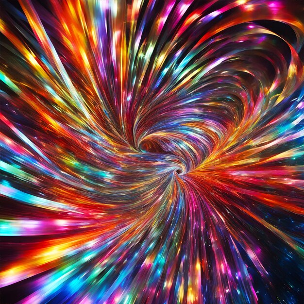 Photo a swirling vortex of holographic ribbons