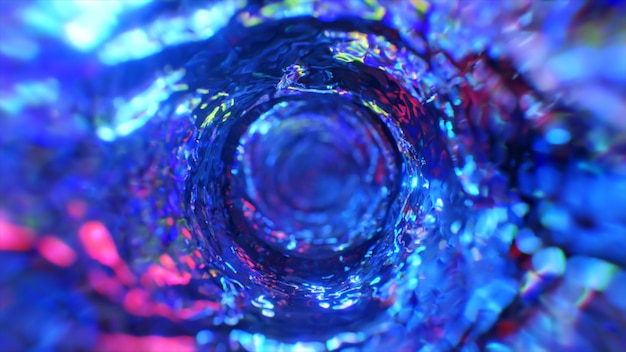 Вихревая водная воронка в неоновом освещении круглый водный туннель синего цвета d иллюстрации
