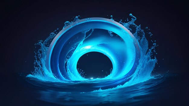 Foto un imbuto d'acqua vorticoso nell'onda rotonda dell'illuminazione al neon