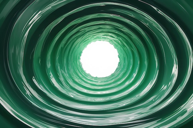 Swirling water funnel round water tunnel green color d illustration