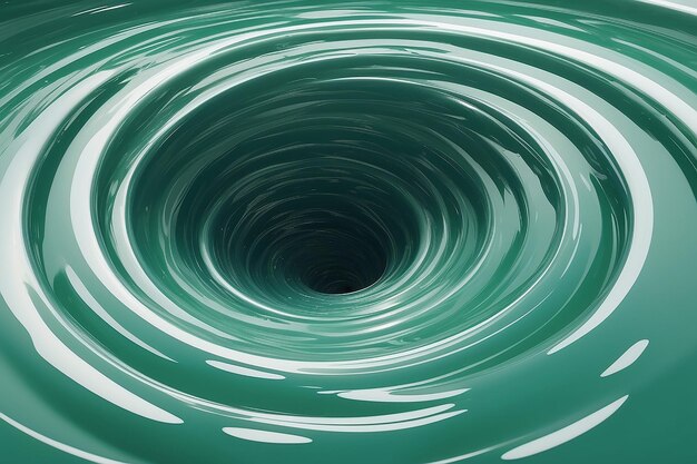 Swirling water funnel round water tunnel green color d illustration