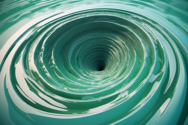 Swirling water funnel round water tunnel green color d illustration