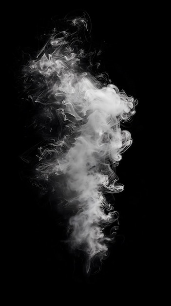 swirling white smoke on black background