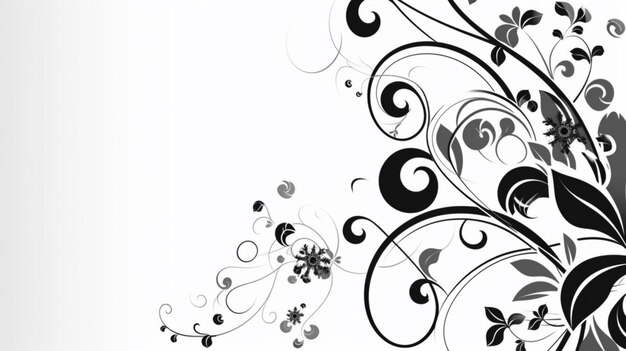 Swirls flower monotone white beautiful background vectors Ai generated art