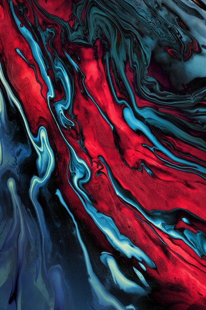 Swirls of red, pink, maroon, dark blue, turquoise, black painting background