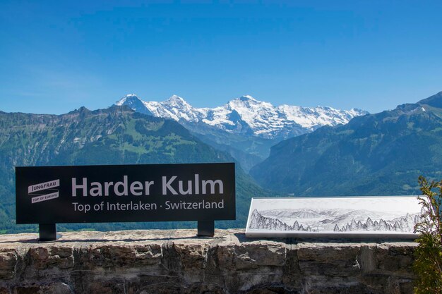 Swiss Alps mountains view from Harder Kulm Top of Interlaken Switzerland