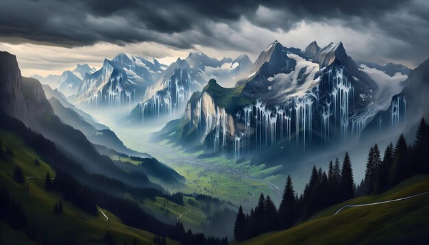 Swiss Alps Rain Art Natures Masterpiece In Rainy Season Beautifully Painted With Alpine Rain In Swiss Alps Rain Art Natures Masterpiece In Rainy Season Beautifully Painted With Alpine Rain In