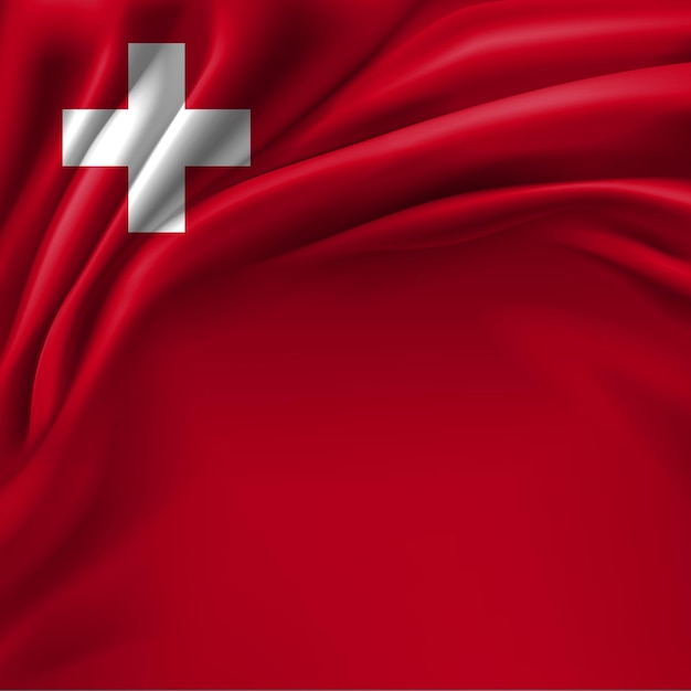 Swiss flag with a white cross on the top