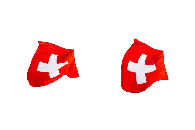 Photo swiss flags against white background