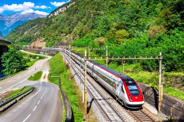 Swiss high speed train on the Gotthard railway