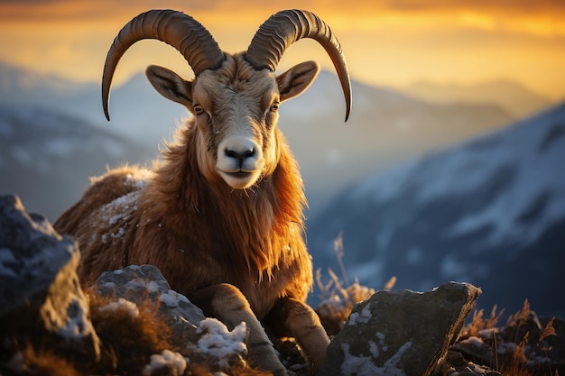 Swiss Ibex Captivating Wildlife Portrait Generative AI