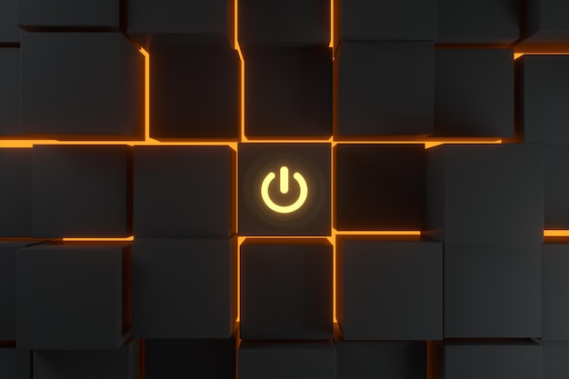 Switch and cubes with dark backgroundabstract conception 3d rendering
