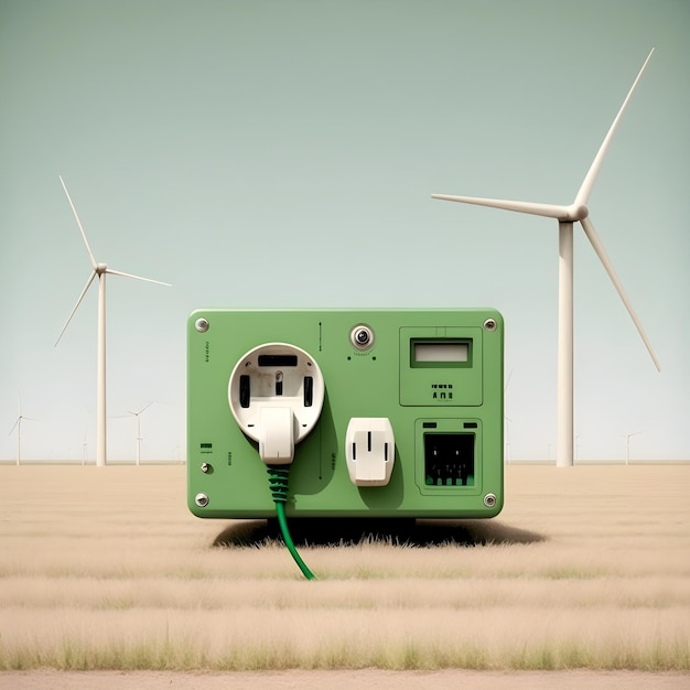 Switch to renewable energy green energy minimalism art collage art
