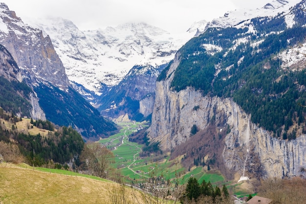 Switzerland berner Oberland View from Wengen of the Lauterbrunnen valley