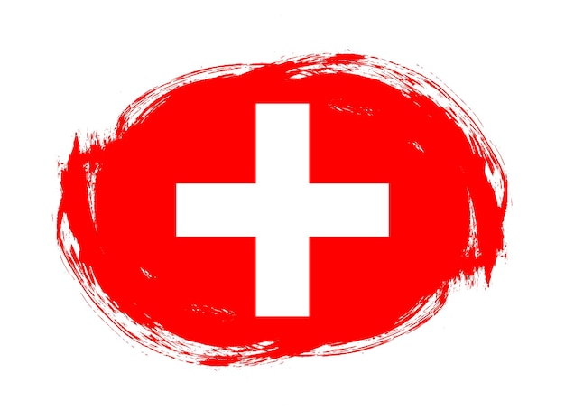 Photo switzerland flag in rounded stroke brush background