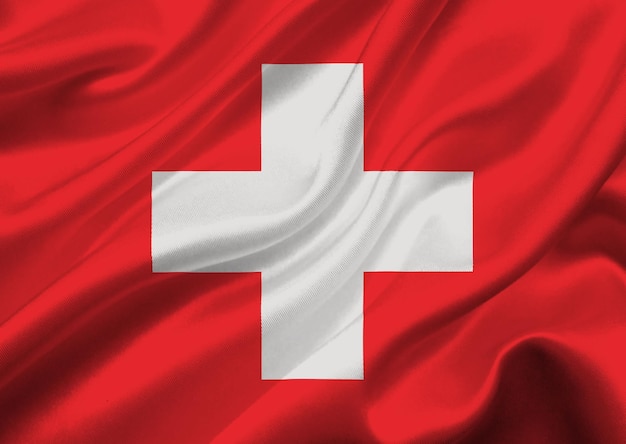 Switzerland flag waving in the wind