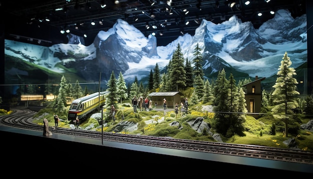 Switzerland stands representation of Alps and train