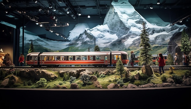 Switzerland stands representation of Alps and train