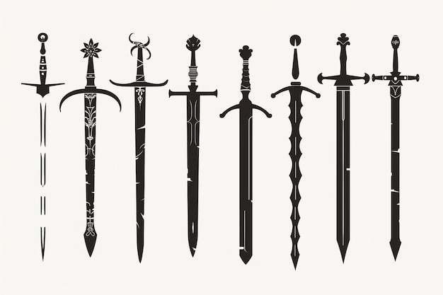 Sword Collection On White Background