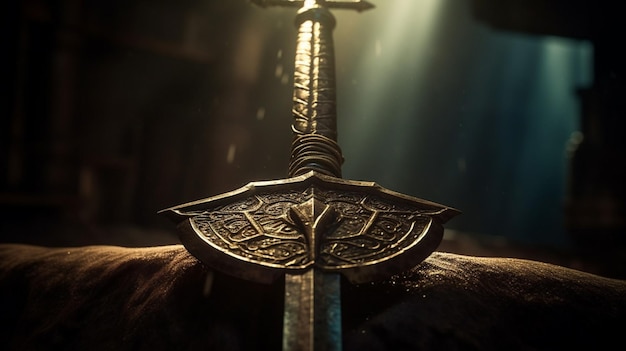 A sword in the dark with the word zelda on it