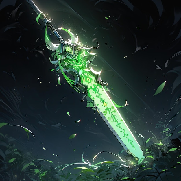 sword katana concept anime futuristic illustration mystical fantasy art glowing digital