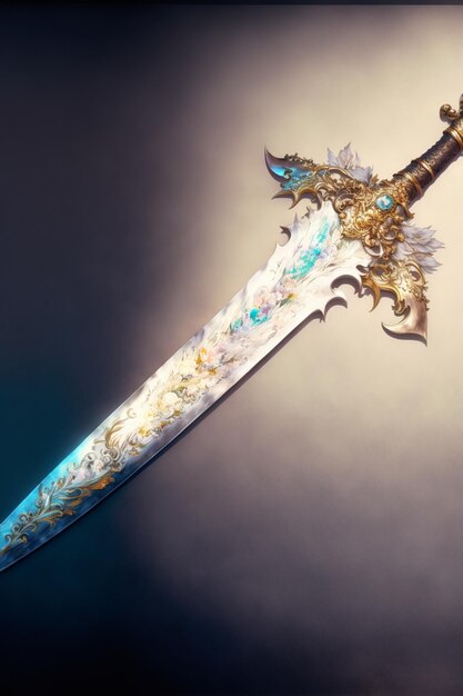 A sword with a flower design on it