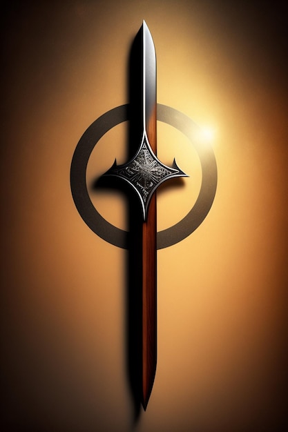 A sword with a gold background and a black and gold background.