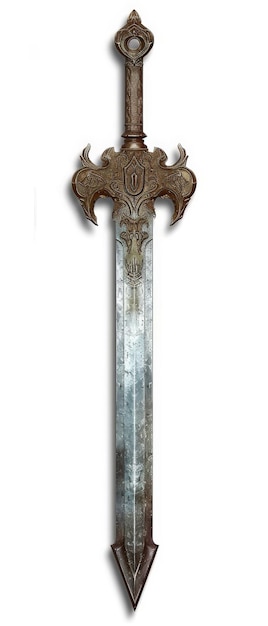 a sword with a gold handle