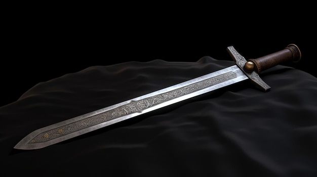 A sword with a pattern of the word king on it