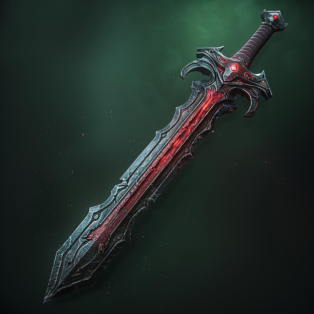 Photo a sword with a red and green glow on the bottom