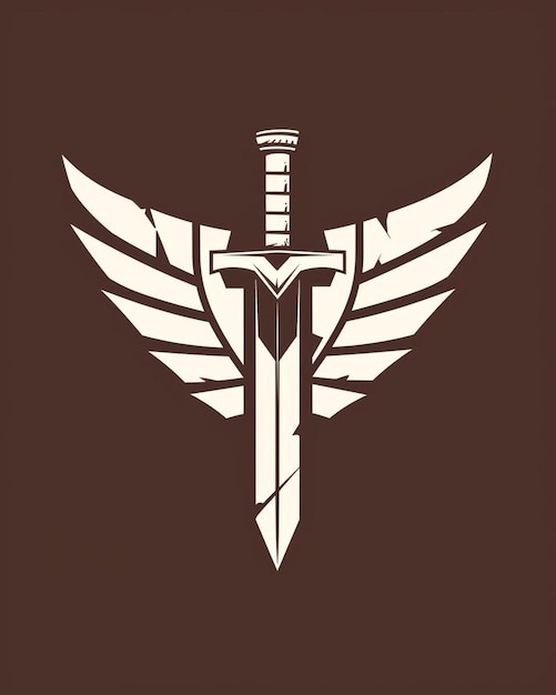 Photo a sword with wings on a brown background