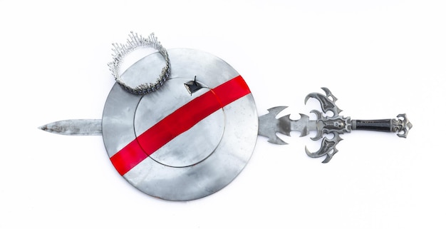 swordcrown and shield isolated on white background