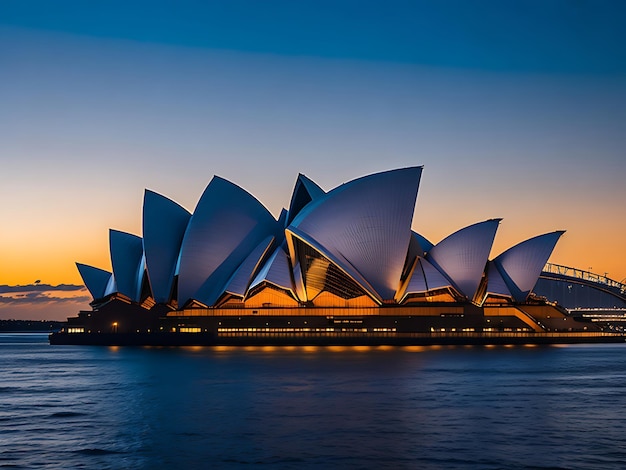 SYDNEY AUSTRALIË 16 JUNI 2013 Opera House-weergave met prachtige lucht vanaf de veerboot in de avond op 16 Ju