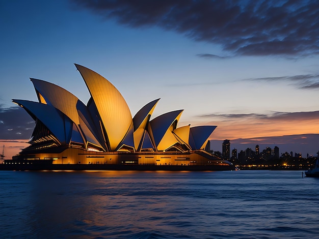 SYDNEY AUSTRALIA 16 JUNE 2013 Opera House view with beautiful sky from ferry in evening on 16 Ju