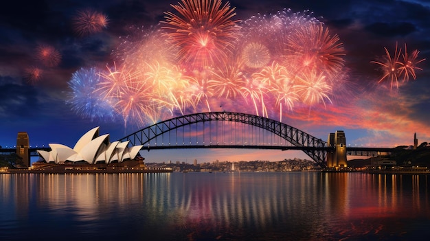 Sydney Harbour Bridge Fireworks Opera House Australia