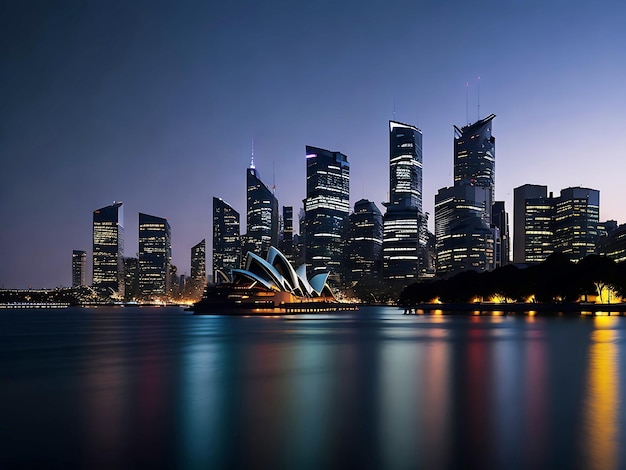 Sydney in Australië 's nachts Wallpaper Generatieve AI