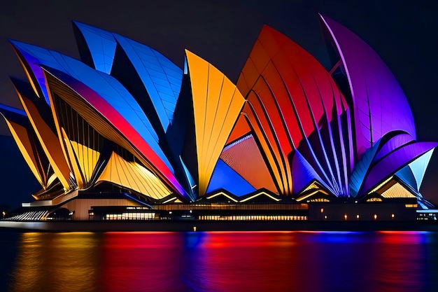 Sydney Opera House Imagine 다양한 색상의 조명 보기 Sydney Australia