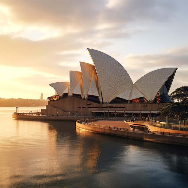 sydney opera house is seen through a cloudy sky