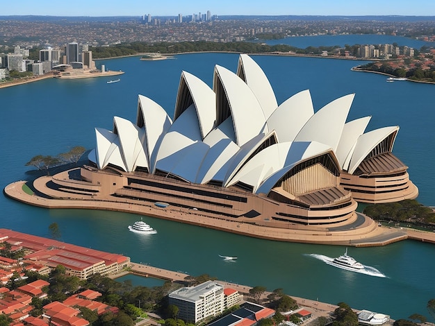 Foto la sydney opera house, situata sul lungomare di sydney, in australia, è un'iconica arte dello spettacolo