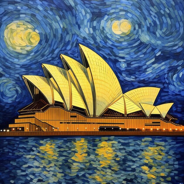 Foto casa dell'opera di sydney in stile van gogh