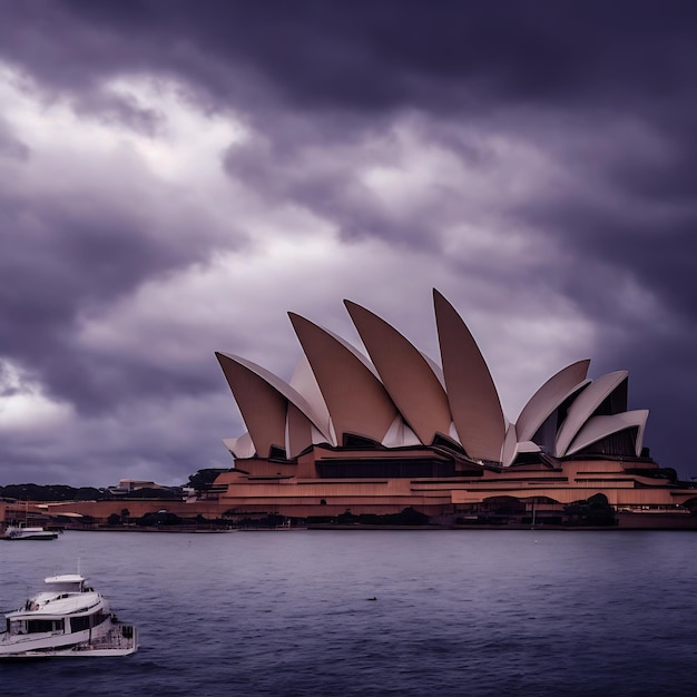 The Sydney Opera House With Cloudy Weather Generative Ai