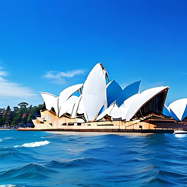 sydney opera house with sea and blue sky AI Generate