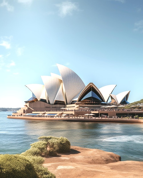 Sydney Opera House wordt gezien door een bewolkte hemel