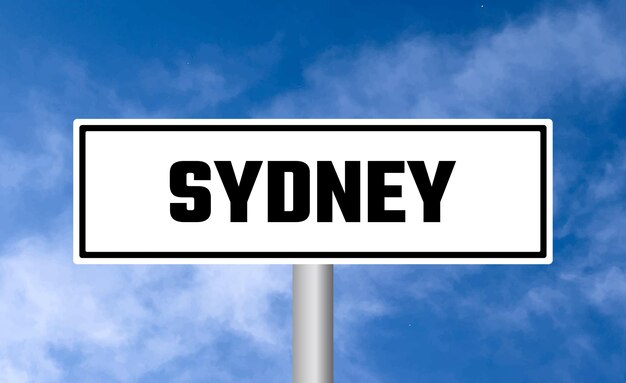 Sydney road sign on sky background