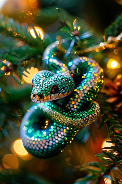 Фото Красивый символ нового года игрушка на рождественской елке
