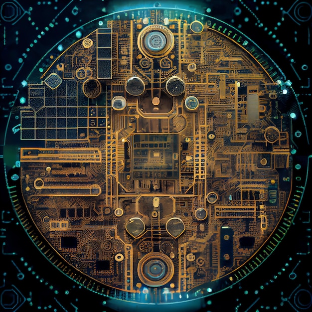 Symbol of bitcoin circuit board